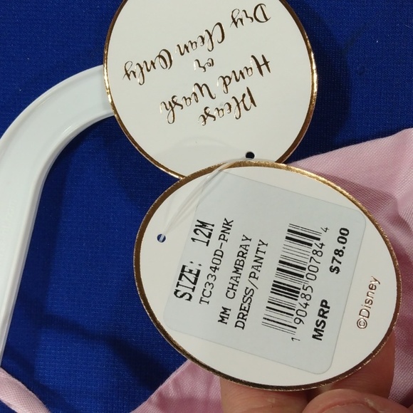 NWT 12 months girls pink Disney Tutu Couture Minnie Mouse Chambray Dress/Panty - Picture 4 of 6